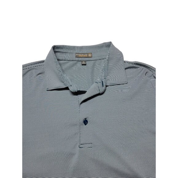 Peter Millar Men's XL Striped Polo Shirt Blue & White Breathable Summer Comfort - Picture 2 of 11